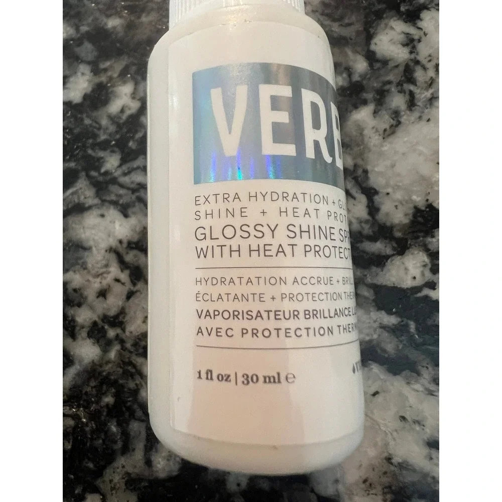 Verb Glossy Shine Spray with Heat Protection Extra Hydration Travel Size 1oz